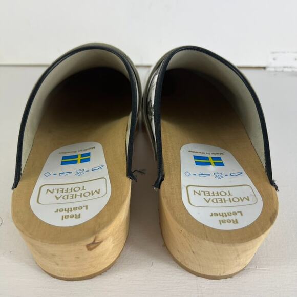 Moheda Wooden Clog Mule Women's Size 42 10.5 Elk Print Leather Handmade Sweden - Picture 3 of 6